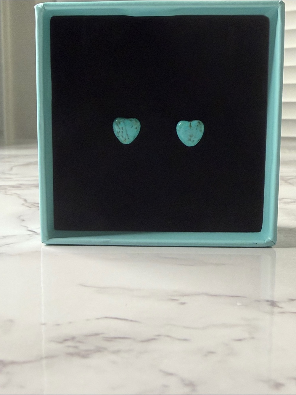 10k Gold Turquoise Heart Earrings